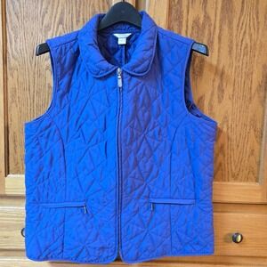 Christopher & Banks Womens Quilted Vest Size XL Zip Up Bluish-Purple Stylish